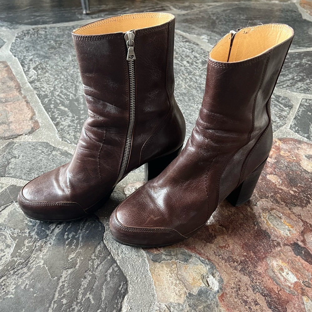 Dries Van Noten Dark Brown Heeled Boots View 2